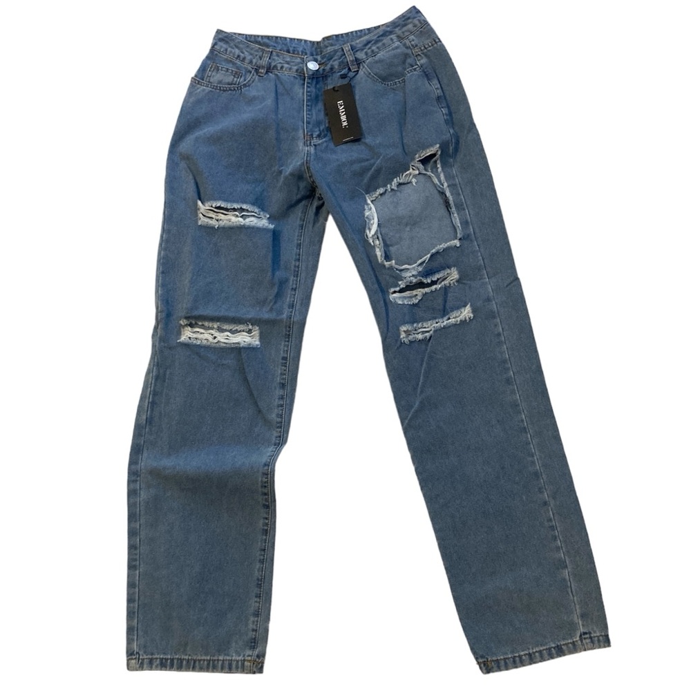 Emmiol Distressed Baggy Boyfriend Y2K Style Women’s Jeans Medium NEW
